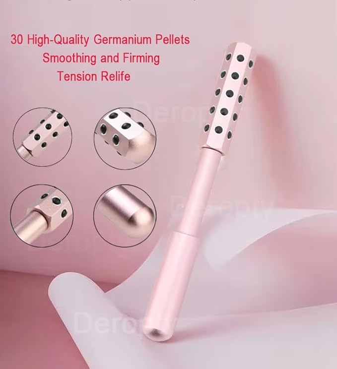 Beauty Massage Roller, Facial Massage Tool, 30 Germanium Stone Uplifting Face，Uplifting Face Massager Roller (Pink)-Velvo Beauty
