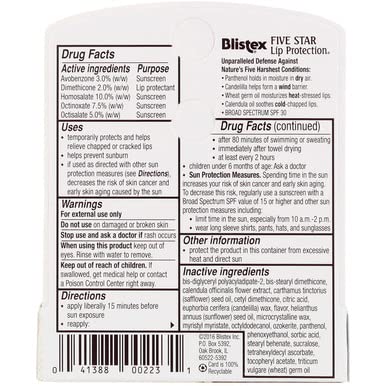 Blistex Five Star Lip Protection SPF 30 0.15 oz (Pack of 12)-Velvo Beauty