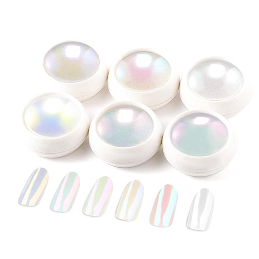 Chrome Nail Powder - Pearl Chrome Nail Powder Glitter Powder, Aurora Chrome Nail Powder Ice Translucent Iridescent Mermaid Pigment Dust Nail Powder Kit For Manicure Decoration DIY-Velvo Beauty