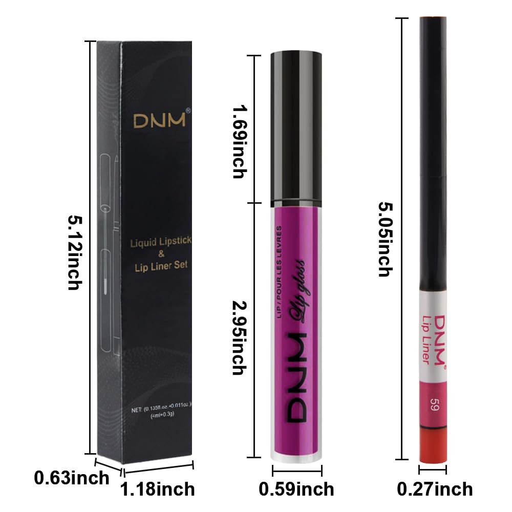evpct 2Pcs Fuchsia Red Matte Lip Liner and Lipstick Combo Set for Women, Fuchsia Lip Combo Set Liquid Lips Stick Gloss and Lipliner Stains Set Long Lasting Waterproof, Lips Makeup 24 Hours originales-Velvo Beauty