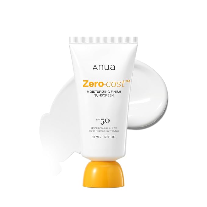 Anua Zero-Cast Moisturizing Finish Sunscreen,SPF 50, Glow Natural Sunscreen,No White cast, Hyaluronic Acid, Niacinamide sun block for face,Oil-Free, Oxybenzone free, Travel Essential (50ml/1.69fl.oz)-Velvo Beauty