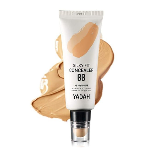 YADAH Silky Fit Concealer BB Cream (23 Natural Beige, 1.18fl oz) - 2-in-1 Korean Makeup for Flawless Skin, Tinted Moisturizer for Blemish Cover. Long-Lasting, All-Day Wear.-Velvo Beauty