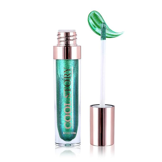 GECOMO Colorful Explosive Pearlescent Lip Gloss 3D Multifunctional Fine Glitter Chameleon Lip Gloss Polarized Diamond Makeup,Magic Big Brush Color Changing Lip Oil(106# COLORFUL GREEN FLASH)-Velvo Beauty
