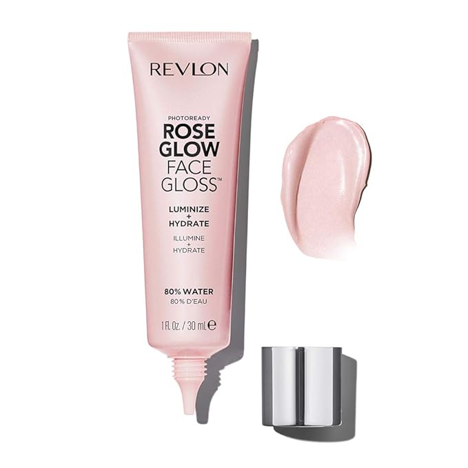 Revlon Face Primer, PhotoReady Face Gloss Rose Glow, Face Makeup for All Skin Types, Hydrates, Illuminates & Moisturizes, Infused with Glycerin & Olive Oil Extract, 80% Water, 1 Fl Oz-Velvo Beauty