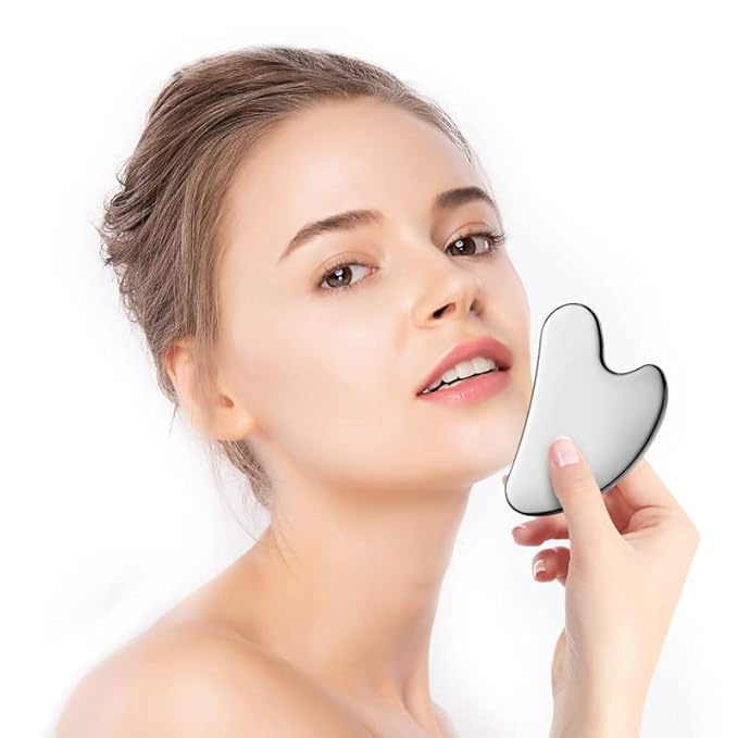 Tekson Facial Roller Massager, 3D Metal face Massage GuaSha Tool for Eye Reduce Puffiness, Face Lift, Anti-Aging, Skin Tightening-Velvo Beauty