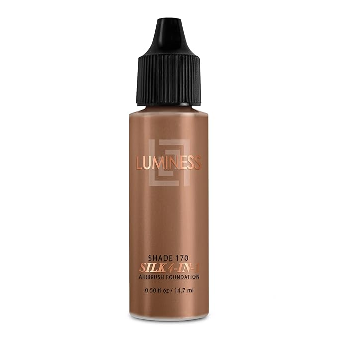 Luminess Air Silk 4-In-1 Airbrush Foundation- Foundation, Shade 170 (.5 Fl Oz) - Sheer to Medium Coverage - Anti-Aging Formula Hydrates and Moisturizes - Professional Makeup Kit for Cordless Air Brush-Velvo Beauty