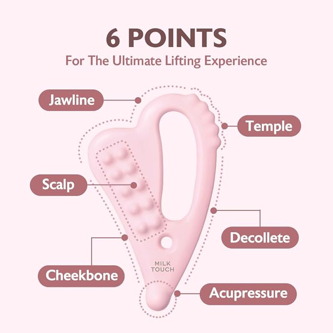 MILKTOUCH Face Lifting Ceramic Pink Gua Sha - Double Chin Lift, Muscle Relief Massage Tool for Face and Body, Korean Self Care Gua Sha-Velvo Beauty