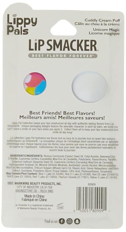 Lip Smacker Lippy Pals Unicorn & Panda, Flavored Moisturizing & Smoothing Soft Shine Lip Balm, Hydrating & Protecting Fun Tasty Flavors, Cruelty-Free & Vegan - Unicorn Magic & Cuddly Cream Puff-Velvo Beauty