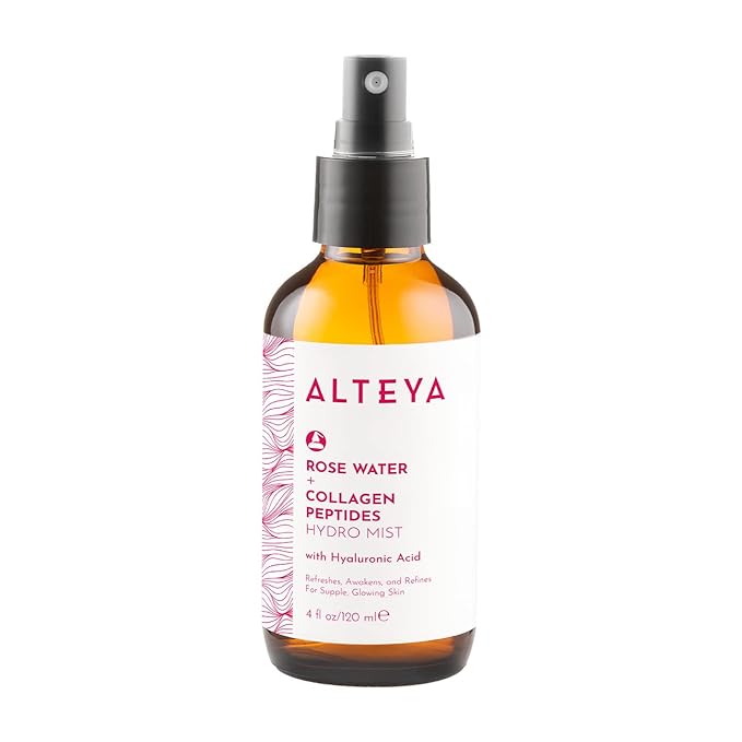 Alteya Organics Rose Water Face Toner – With Collagen Peptides & Hyaluronic Acid – Hydrating Facial Mist for Anti-Aging, Firming & Radiant Skin – 4 Fl Oz / 120mL-Velvo Beauty