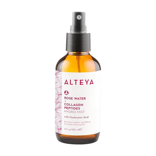 Alteya Organics Rose Water Face Toner – With Collagen Peptides & Hyaluronic Acid – Hydrating Facial Mist for Anti-Aging, Firming & Radiant Skin – 4 Fl Oz / 120mL-Velvo Beauty