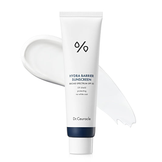 Dr.Ceuracle Hydra Barrier Mineral Sunscreen Broad Spectrum SPF 50 - Korean Sunscreen with Zinc Oxide and Hyaluronic Acid, Dewy Glow (50 ml / 1.69 fl. oz.)-Velvo Beauty