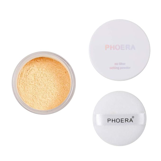 PHOERA Setting Powder Controls Oil,Setting Powder Makeup Light,Loose Powder Makeup Coverage,Loose Setting Powder Mini,0.17oz (03#BANANA)-Velvo Beauty