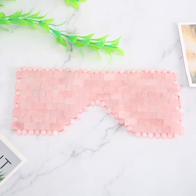 Jade Eye Mask,Jade Stone Cooling Mask,Jade Stones Anti-Aging Cooling Sleeping Eye Mask,Cold Eye Massager Eye Covers for Relief Eye Fatigue(Rose Quartz)-Velvo Beauty