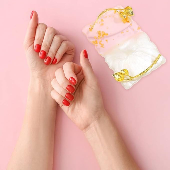 Resin Nail Art Palette, Nail Art Painting Palettes with Nail Palette Stirring Rod Gold Edge Nail Holder Nail Art Display Board Fashion Delicate Nail Tool Accessories, Type 6-Velvo Beauty