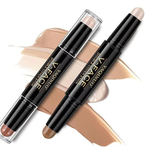 Double head outline pen, fluorescent pen stick, concealer, durable waterproof cosmetic pen, corrective makeup (#1)-Velvo Beauty