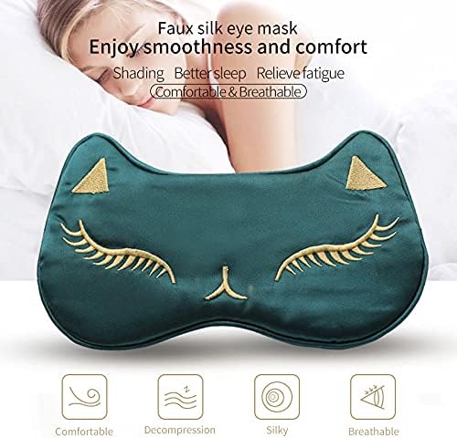 PERFECTSIGHT Sleep Eye Masks, Cute Cat Silk Sleep Eye Cover Lightweight Adjustable Eyeshade Mask Cover for Women Men Sleep Travel Nap (Black)-Velvo Beauty