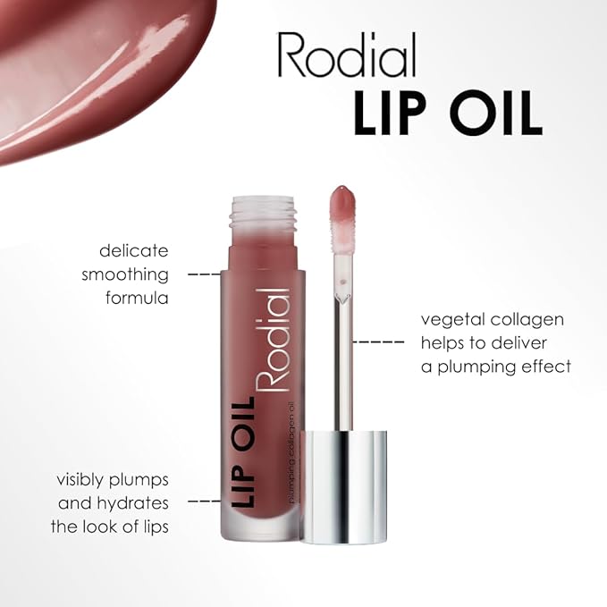 Rodial Plumping Collagen Lip Oil Wild Plum 0.13fl.oz, Vegan Collagen-Infused Lip Oil with Macadamia and Jojoba Oil, Deep Hydration for Fuller-Looking Pout, Ultra-Nourishing Formula for Silky Lips-Velvo Beauty
