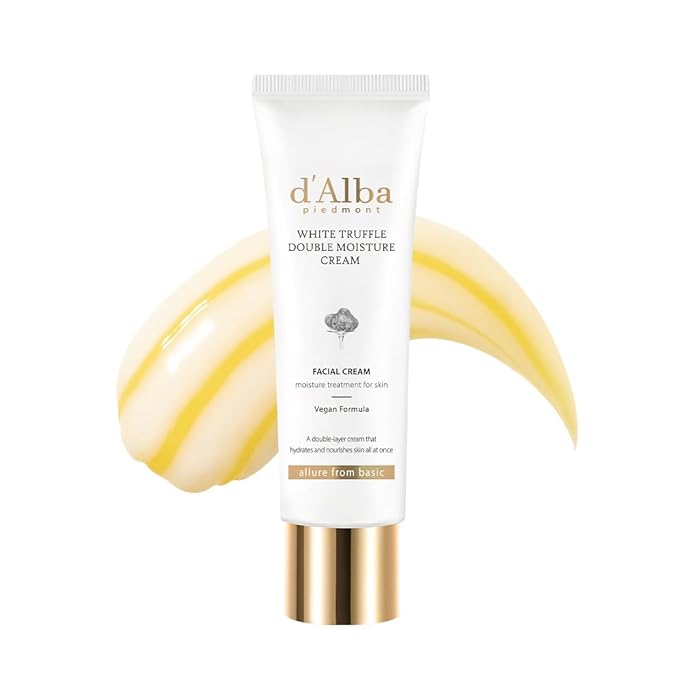 d'alba Piedmont White Truffle Double Moisture Cream, 2-in-1 Face Moisturizer, Vegan Skincare, Vegan Collegen, Skin Firming and Tightening, Dual Formula in ONE tube, Korean Skin Care (2.02 oz)-Velvo Beauty