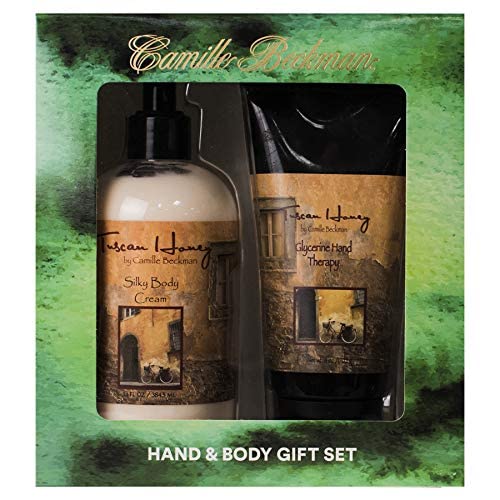 Camille Beckman Hand and Body Duet Set, Silky Body and Glycerine Hand Cream, Tuscan Honey-Velvo Beauty