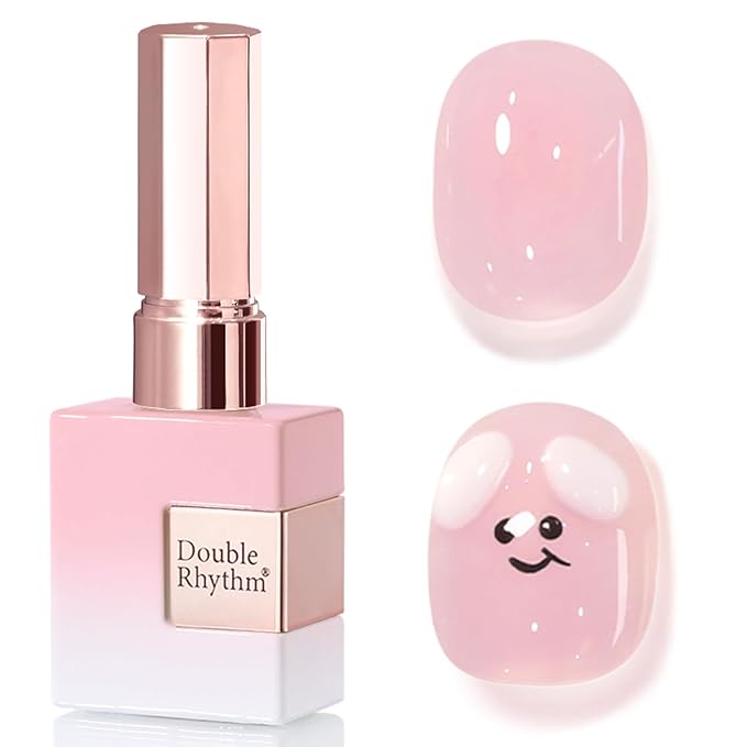 Double Rhythm 0.50 OZ Translucent Gel Polish Same Color Same Bottle Sheer Pastel Neutral Natural Milky 15 ML Jelly UV Nail Art DIY at Home (Pink-A1623)-Velvo Beauty