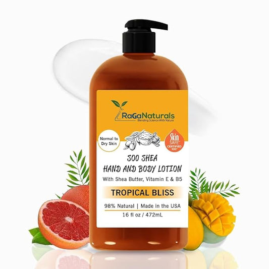 RaGaNaturals Natural Mango Body Lotion for Dry Skin - Tropical Bliss Moisturizer with Shea Butter, Vitamin E, B5, Argan & Avocado Oil - Refreshing Fruity Scent, Plant Based, Non-Greasy, Vegan - 16 Oz-Velvo Beauty