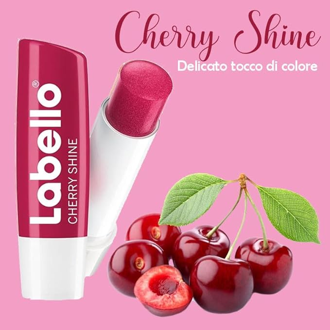 3 LABELLO CHERRY FRUITY SHINE LIP BALM STICK CARE BEAUTY SOFT SMOOTH SPF 10 NEW-Velvo Beauty