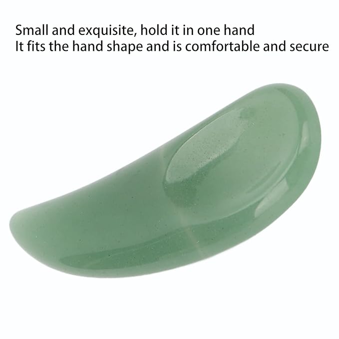 Spatula Scoop, Curved Cosmetic Spatula Scoop Mini Gua Sha Jadestone Curved Makeup Eye Cream Cosmetic Spatula Reduce Puffiness, Bags And Dark Circles Under the Eyes (Green)-Velvo Beauty