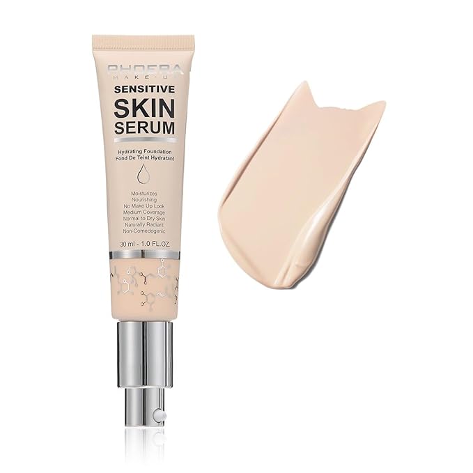 PHOERA Essence Foundation,Hydrating Waterproof and Light Long Lasting Hypoallergenic Full Coverage Foundation Serum. (N01 Porcelain)-Velvo Beauty