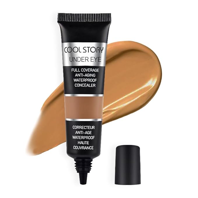 Pro Under Eye Full Coverage Liquid Concealer to Cover Dark Circles, Scars, Redness, Spots, Fine Lines, Corrector Anti-Aging Natural Finish, Moistening Smooth Cream, Waterproof 0.4 fl oz - Tan#-Velvo Beauty