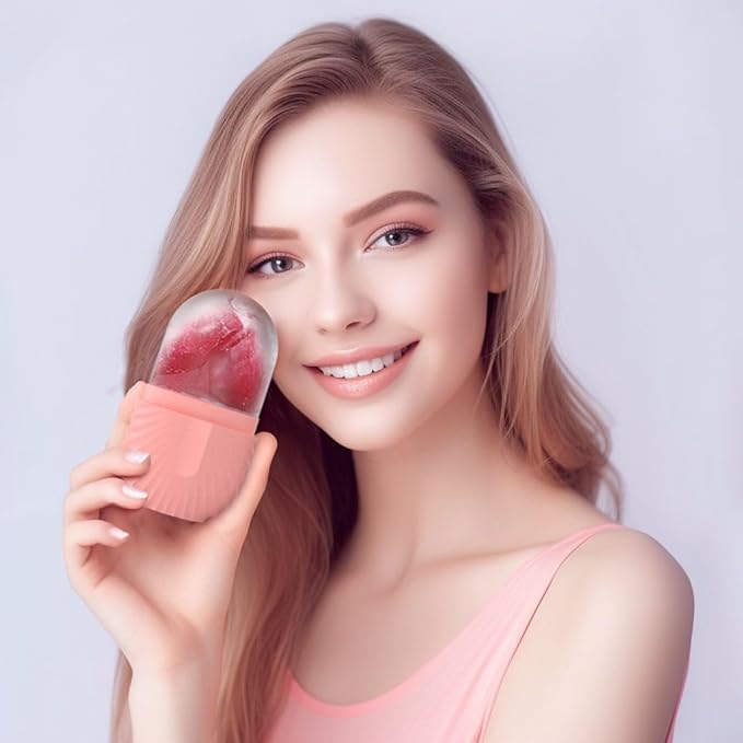 2Pcs Ice Face Roller, Reusable Silicone Mold Face Massage Eye Facial Beauty Skin Care Tools Apply Ice for Shrink Pores Anti Wrinkle Reduce Puffiness Improve Skin Elasticity, Seashell-Velvo Beauty