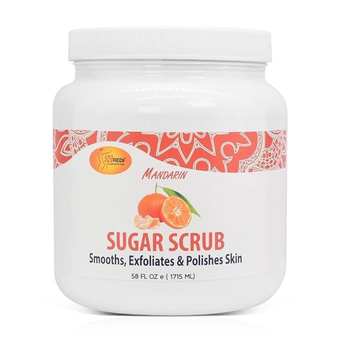 SPA REDI Sugar Scrub - Exfoliating, Moisturizing, Hydrating and Nourishing, Glow, Polish, Smooth and Fresh Skin - Body Exfoliator, Mandarin - 58 Oz-Velvo Beauty