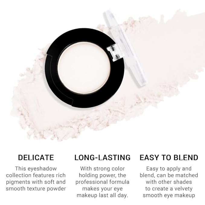 Single Matte Eyeshadow Makeup Palette, Neutral Ivory White Eyeshadows Singles, Monochrome Eye Shadow Palette Makeup for Women, de sombras de ojos, Highly Pigmented Daily Evening Girls Eyeshadow-Velvo Beauty