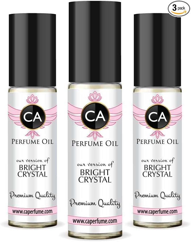 CA Perfume Impression of Bright Crystal For Women Replica Fragrance Body Oil Dupes Alcohol-Free Essential Aromatherapy Sample Travel Size Concentrated Long Lasting Attar Roll-On 0.3 Fl Oz-X3-Velvo Beauty