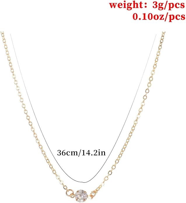 Boho Tiny Crystal Choker Gold Clear Quartz Pendant Necklace Minimal Dot CZ Choker Necklace Simple Everyday Necklace Wedding Necklace Jewelry for Women and Girls Gifts-Velvo Beauty
