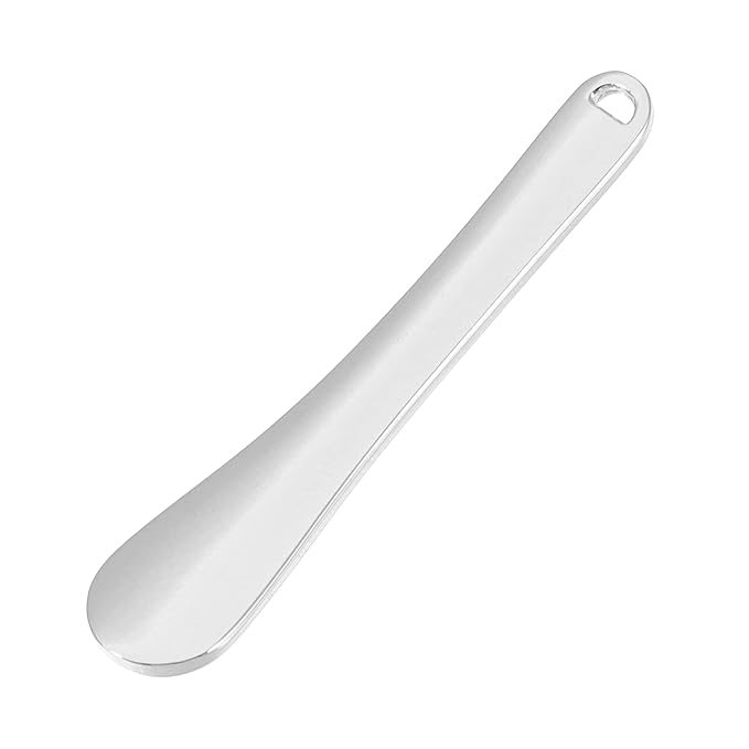 VOCOSTE 4 Pcs Makeup Spatula Mini Spoon, Eye Cream Massage Sticks Beauty Scoop, for Facial Cosmetic Face Cream, Zinc Alloy 2.32"x0.46", Silver Tone-Velvo Beauty