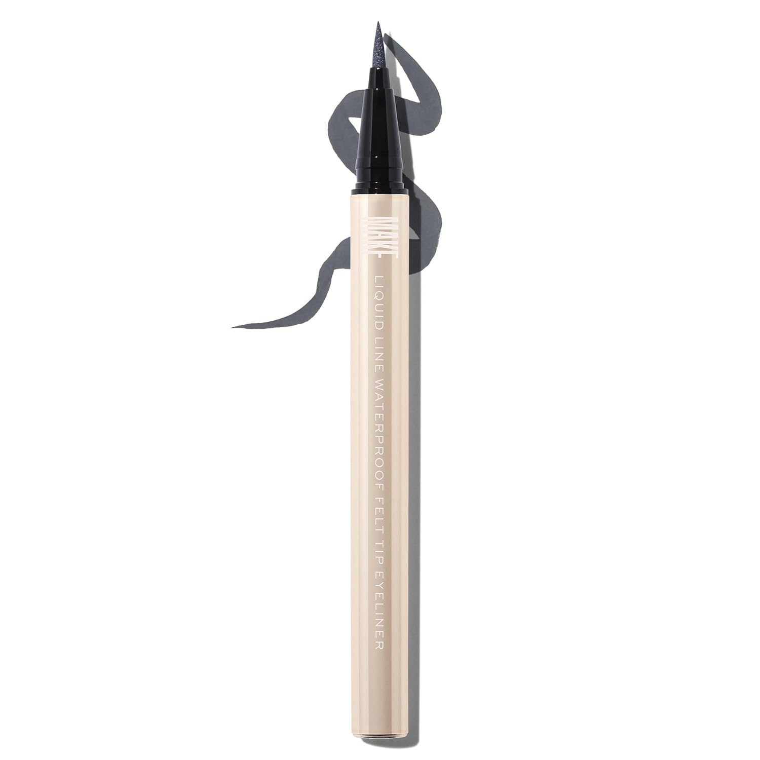 MAKE Beauty Liquid Line Waterproof Liquid Eyeliner Pen. Smudge-Proof Felt Tip for Precise Application of Lines, Wings, and Graphics. Long Lasting Eye Liner - Shade, Carbon Matter-Velvo Beauty