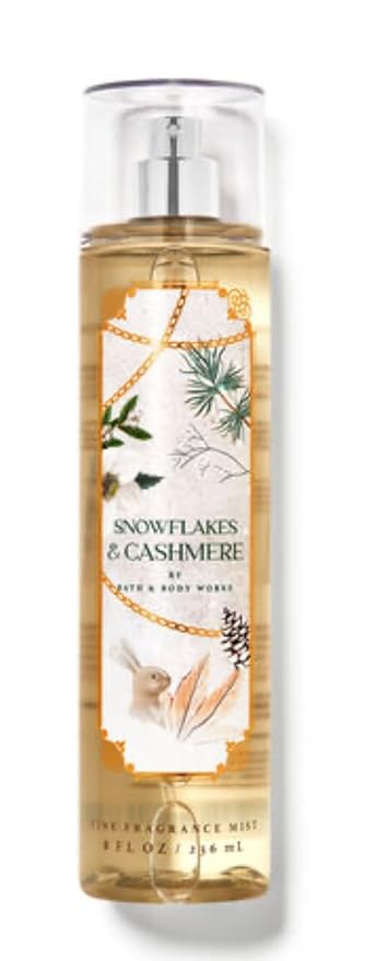 Bath & Body Works - Snowflakes & Cashmere - 3 Piece Bundle - Spray - Lotion Body - Shower Gel - Full Size and Hello Gorgeous Gift Bag.-Velvo Beauty