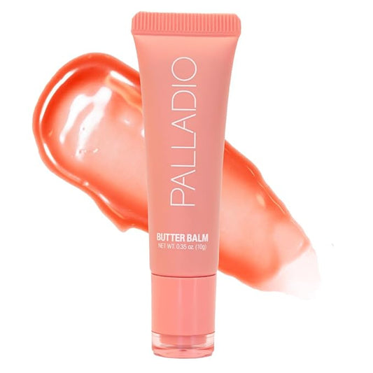 Palladio Butter Balm - Hydrating Lip Balm with Sheer Tint, Aloe, Peptides, Shea Butter, and Vegan Formulation for Instant Moisture, Shine, and Soothing Lip Care, Peaches & Cream-Velvo Beauty