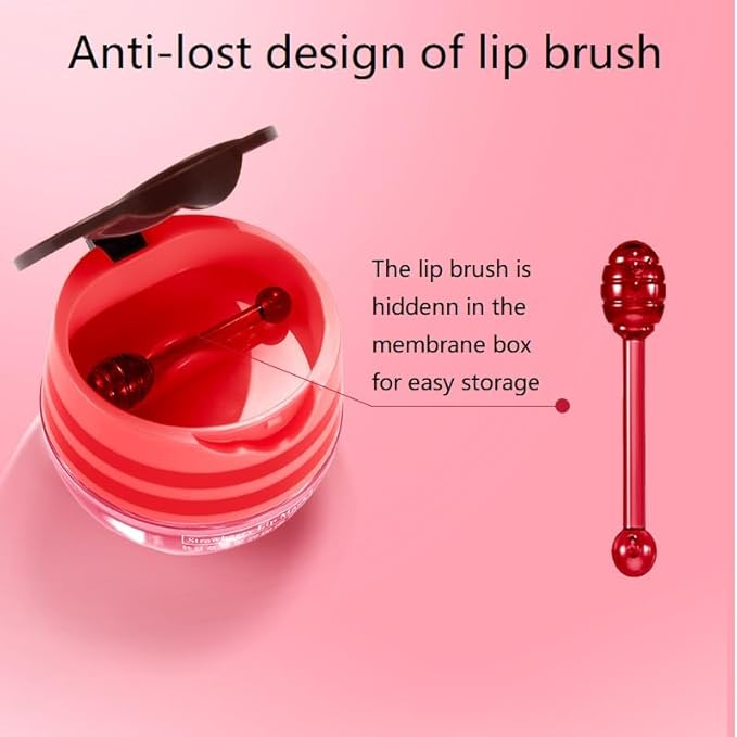 2 Pcs Lip Balm Honey Pot, Honey & Strawberry Moisturizing Lip Mask Reduces Lip Lines and Exfoliator, Prevention Dry & Cracked Lip. (Honey & Strawberry)-Velvo Beauty