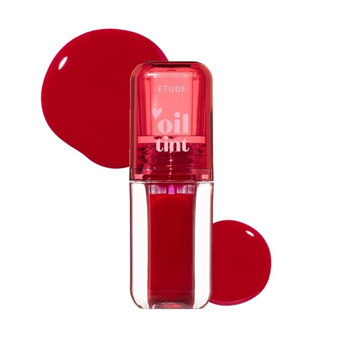 ETUDE Dear Darling Oil Tint #1 Real Cherry 4.2g | High Moisturizing and Strong Hydrating Lip Oil/Lip Gloss | Smooth and Moist Lips | Non-Sticky Lip Oil Tint For Dry Lips | K-beauty-Velvo Beauty