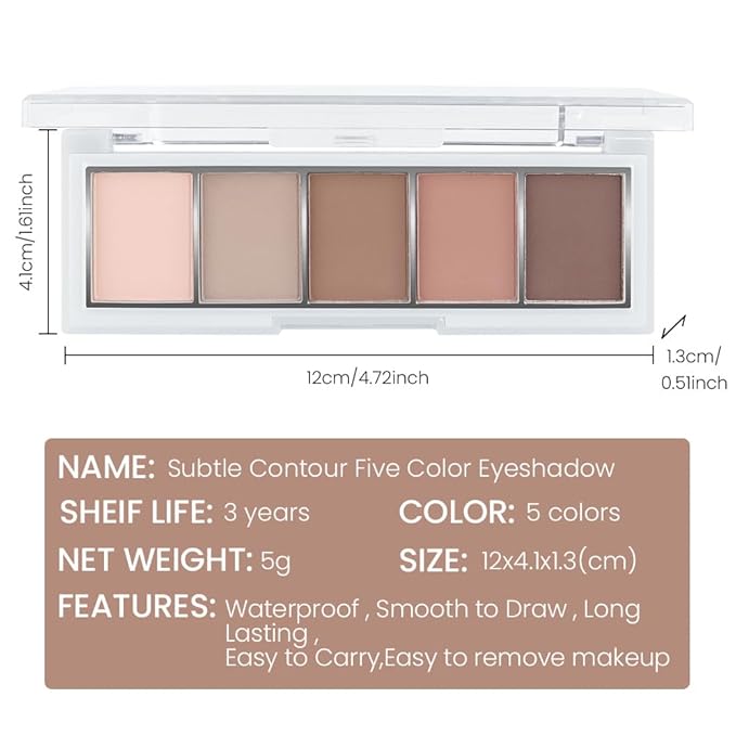 5 Colors Matte Nude Eyeshadow Makeup Palette, Nude Pink Brown Taupe Neutral Matte Smokey Cream Mini Eye Shadow Palette Makeup for Older Women Blue Green Eyes, Contour Make up Palettes sombras de ojos-Velvo Beauty