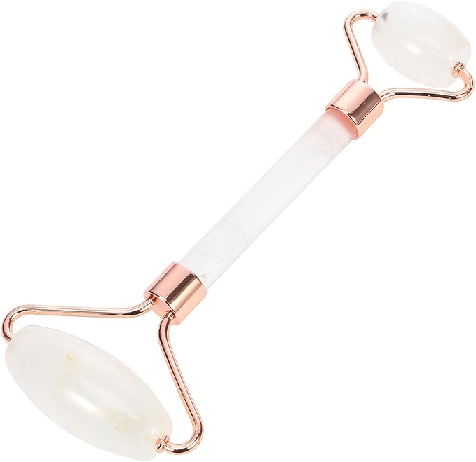 C CRYSTAL LEMON White Natural Face Roller, Jade Gua Sha Sculptor for Aging Wrinkles and Puffiness - Natural White Facial Roller Guasha Tool - Premium Jade Face Roller Cold Roller for Face-Velvo Beauty