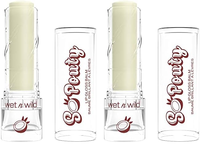 wet n wild Perfect Pout So Pouty Shine Tinted Lip Balm Coconut Flavored, Hyaluronic Acid, Vegan Collagen, Moisturizing For Dry Lip Care, Clear (Pack of 2)-Velvo Beauty