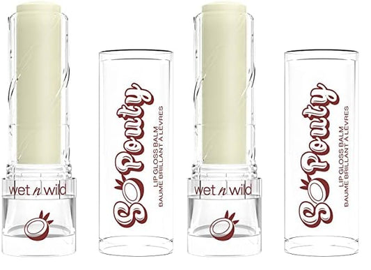 wet n wild Perfect Pout So Pouty Shine Tinted Lip Balm Coconut Flavored, Hyaluronic Acid, Vegan Collagen, Moisturizing For Dry Lip Care, Clear (Pack of 2)-Velvo Beauty