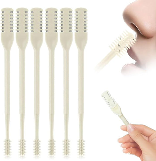 Nasal Hair Cutter, 2025 Upgraded Double Sided Noses Hairs Knife, 360° Rotating Portable Manual Nose Hair Trimmer, Noses Hairs Remover for Women Men Travel Essentials (Beige, 6 Pcs)-Velvo Beauty
