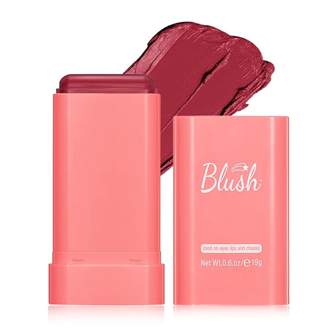 Multi-Use Makeup Blush Stick, 3-in-1 Cream Blush Stick Beauty Tinted Solid Blush Stick for Cheek/Eyes/Lips, Waterproof Moisturizer Stick, Suitable for All Skin (02# Red)-Velvo Beauty