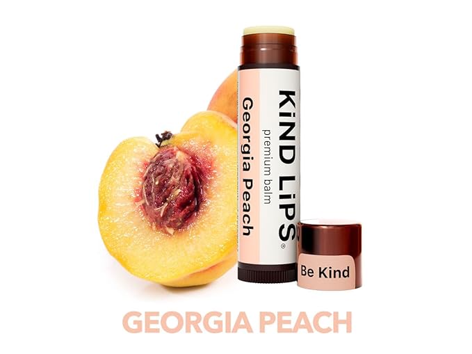 Kind Lips Lip Balm - Nourishing & Moisturizing Lip Care with Shea Butter, Beeswax & Vitamin E | Georgia Peach Flavor | 0.15 Oz (Pack of 3)-Velvo Beauty