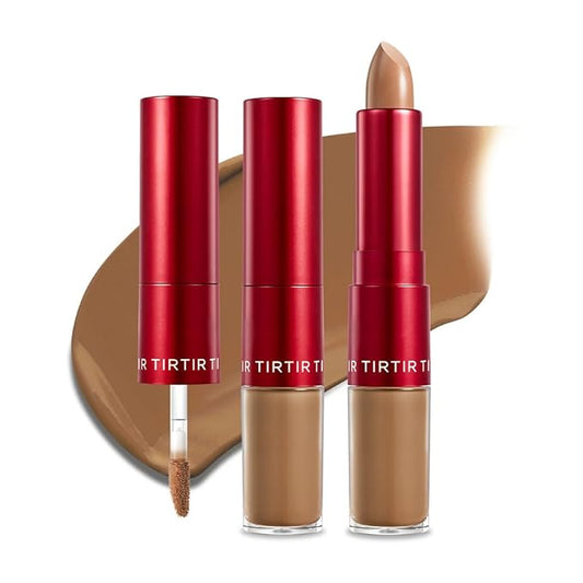 TIRTIR Glide&Hide Blurring Concealer - Creamy texture, Conceals dark circles and wrinkles, Dual formula (liquid tip & balm stick), Long-lasting wear, Korean Makeup, #8.3O, 0.28 Oz-Velvo Beauty