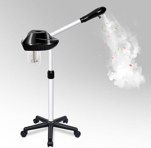 Professional Facial Steamer on Wheels, Facial Steamer for Facial Deep Cleaning, Facial Humidifier for Spa, Adjustable Height for Spa, Salon and at Home Use-Velvo Beauty