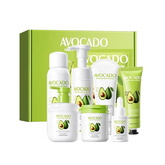 Avocado Facial Skincare Set - Complete Eight-Piece Kit for Soothing, Nourishing, and Moisturizing-Velvo Beauty